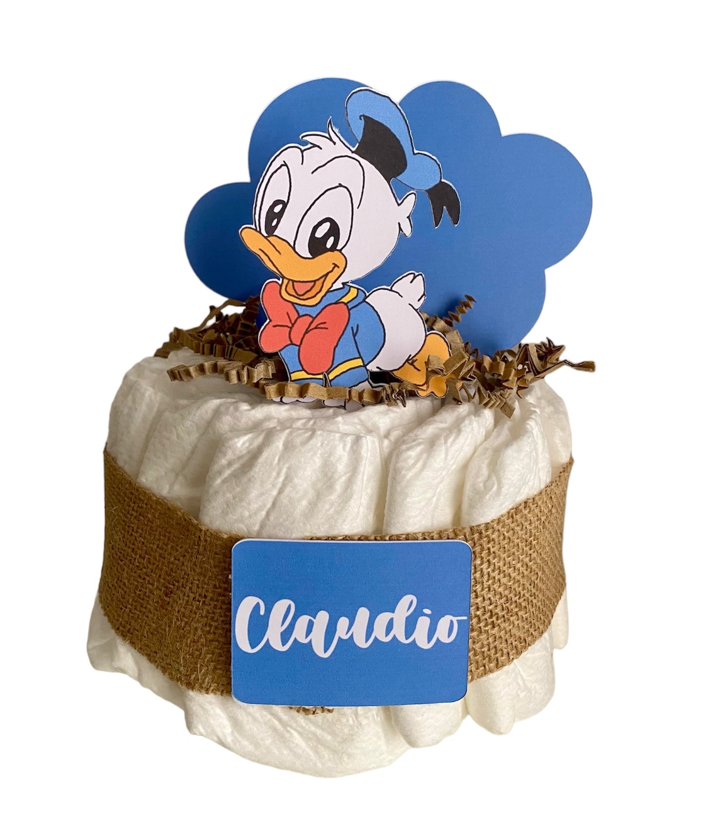 Tarta de pañales pato donald