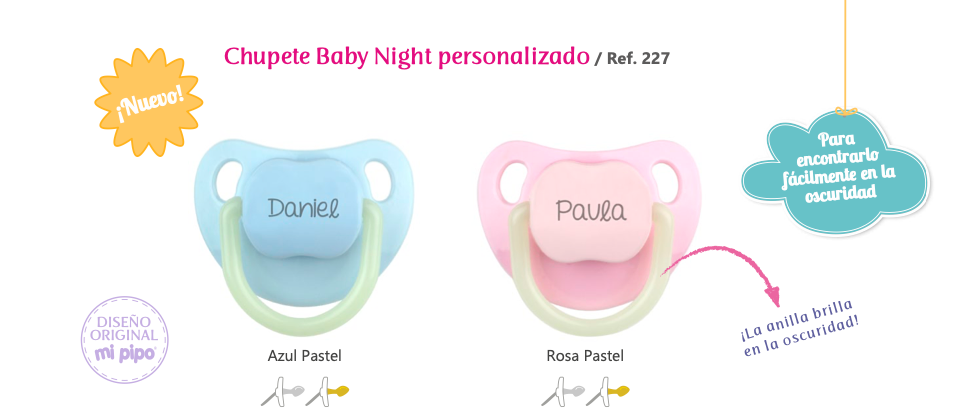 Chupete Baby Night personalizado (brilla en la oscuridad)