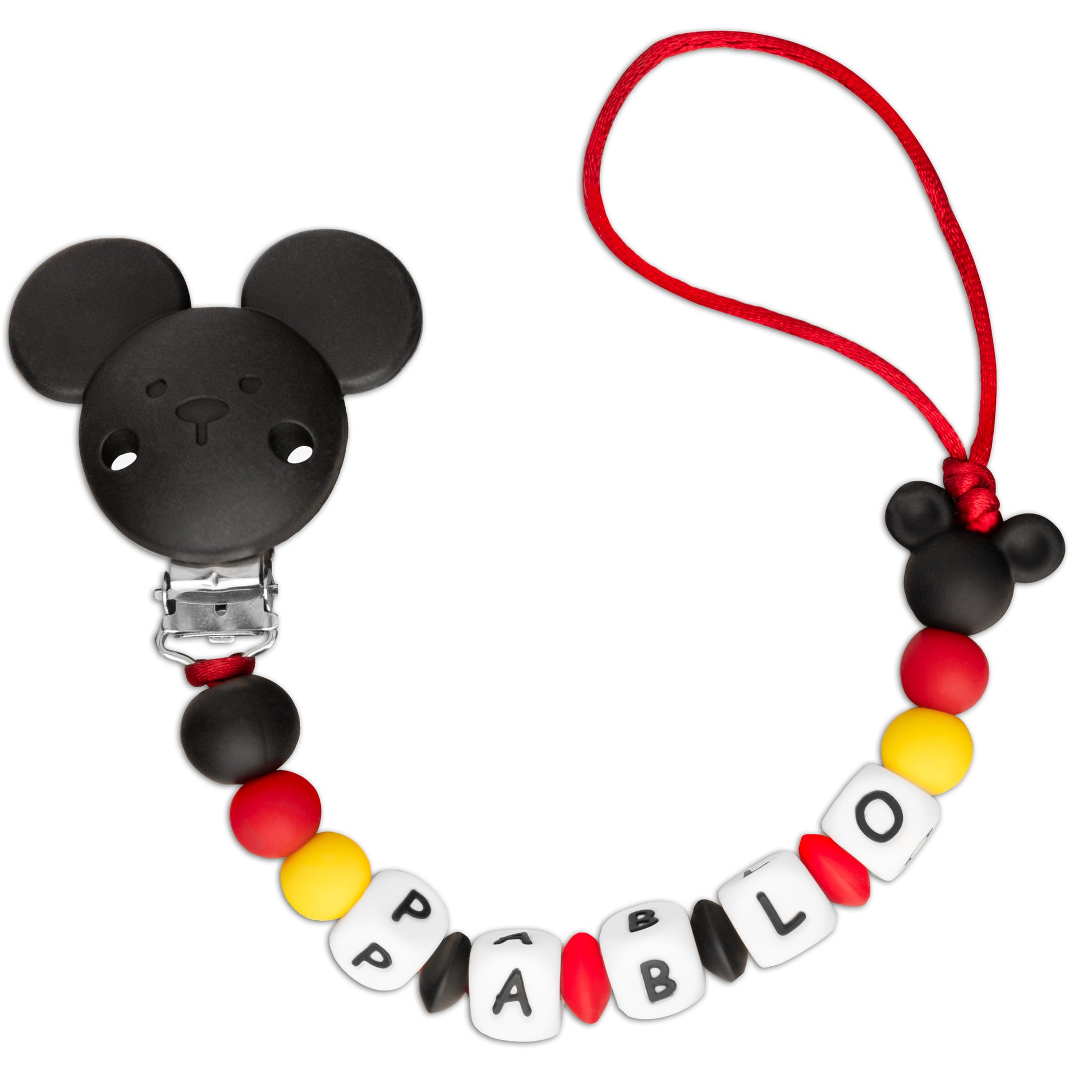 Sujeta chupetes de silicona mickey mouse