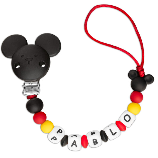 Sujeta chupetes de silicona mickey mouse